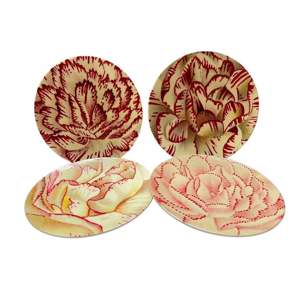 John Derian For Target Melamine Salad Plates Set Of 4 Floral Print Rare Find
